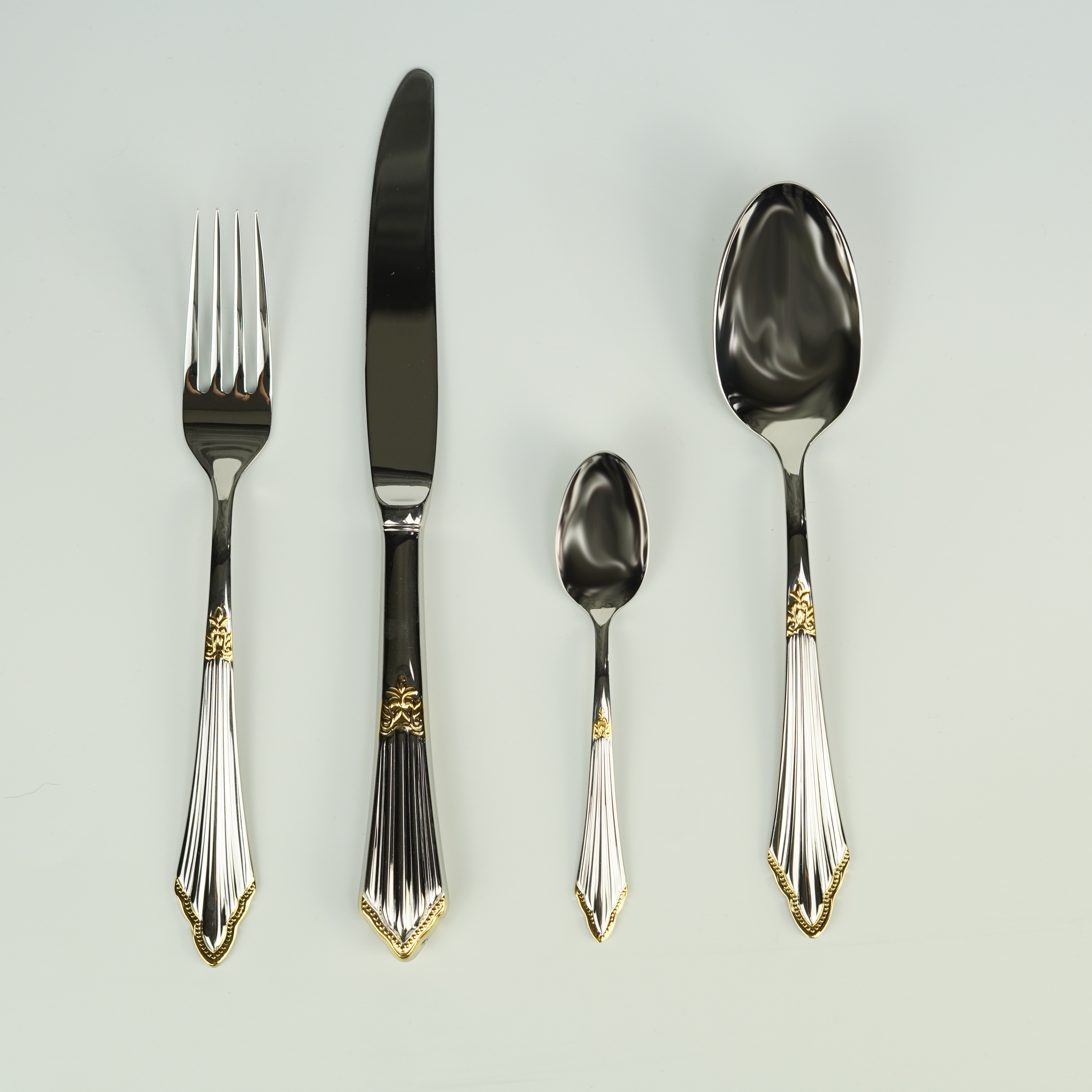 Art Deco Style Silver/Gold Fan Design Cutlery