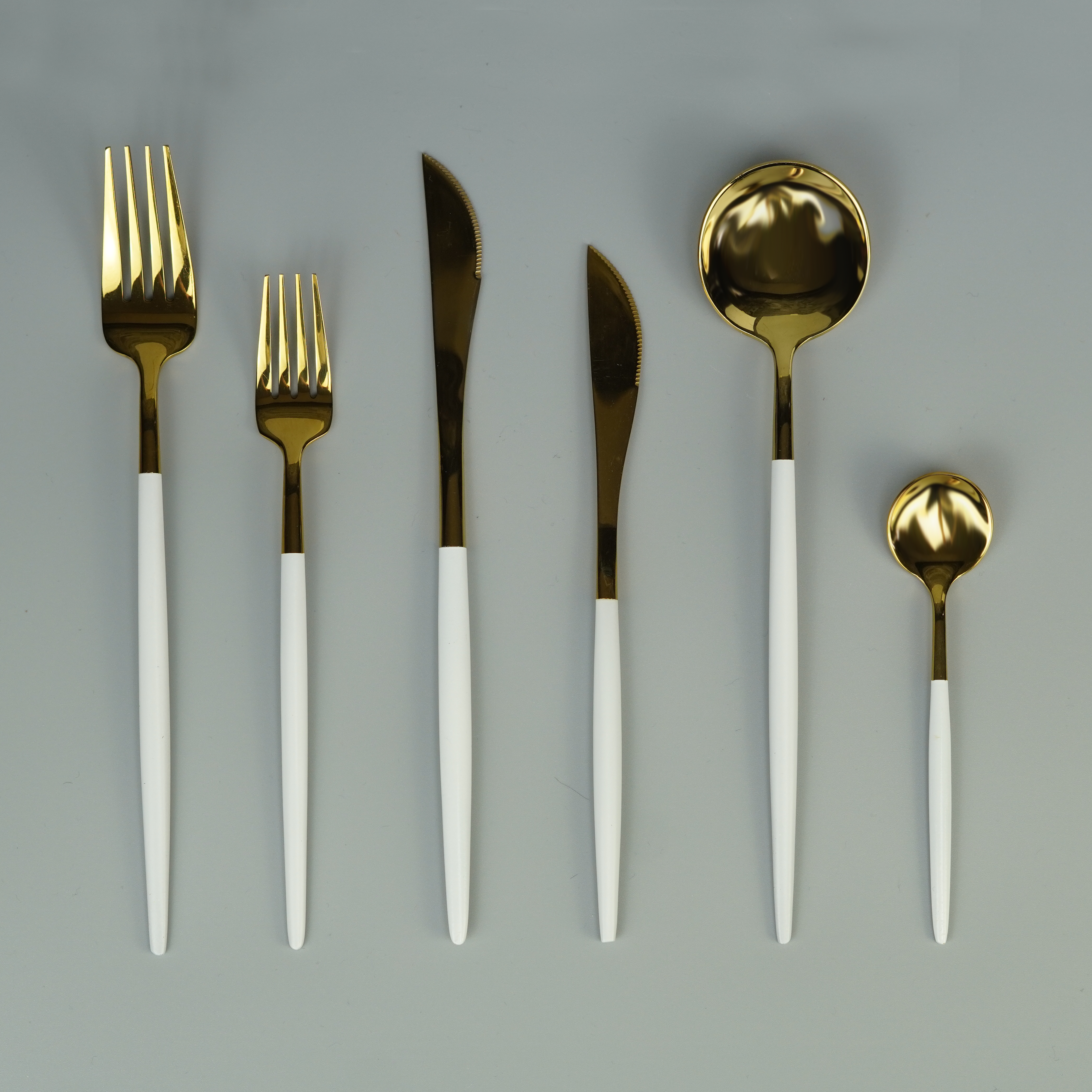 Gold and White Cutlery